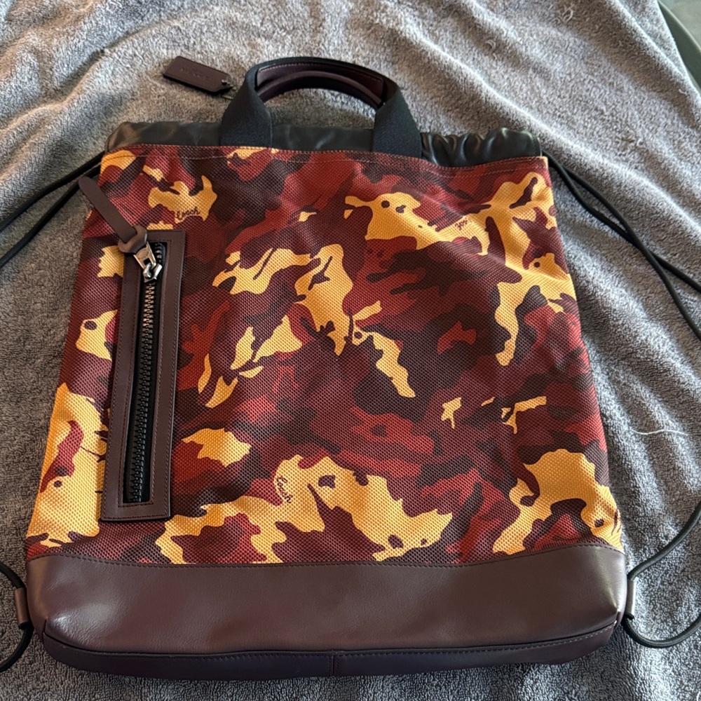 Coach Terrain Drawstring backpack Rust Camo